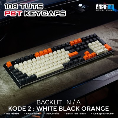 Keycaps White Black Orange 108 Tuts PBT OEM